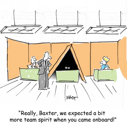 "Really, Baxter, we expected a bit more team spirit when you came onboard."