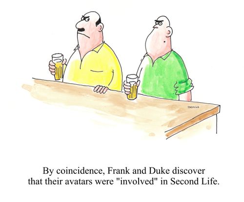 By coincidence, Frank and Duke discover that their avatars were 'involved' in Second Life.