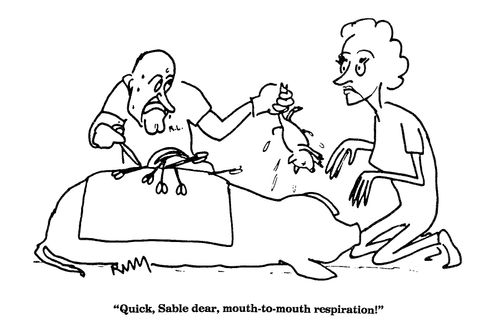 'Quick, Sable dear, mouth-to-mouth respiration!'