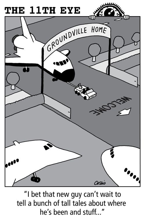 'I bet that new guy can't wait to tell a bunch of tall tales about where he's been and stuff...'