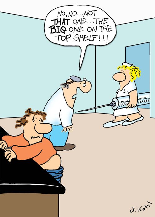 "Not that one...the big one on the top shelf!"