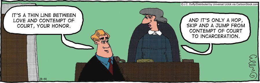 'It's a thin line between love and contempt of court, your honor.'