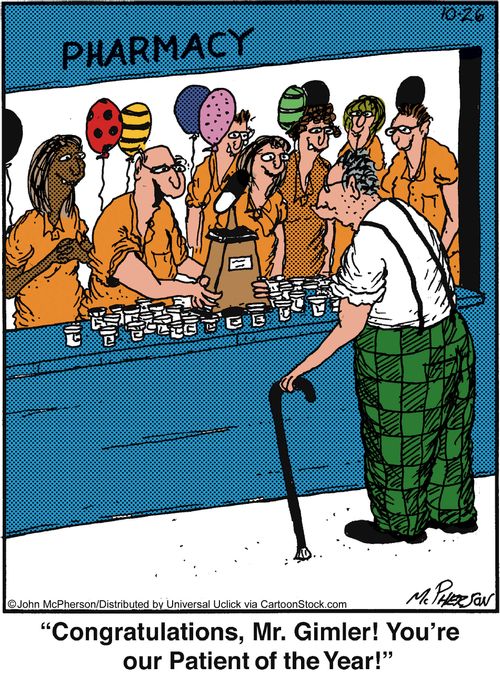 'Congratulations, Mr. Gimler! You're our patient of the year!'
