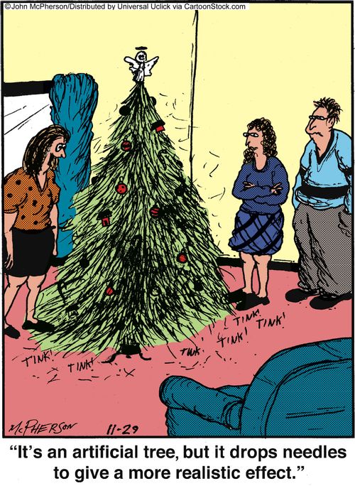 'It's an artificial tree, but it drops needles to give a more realistic effect.'