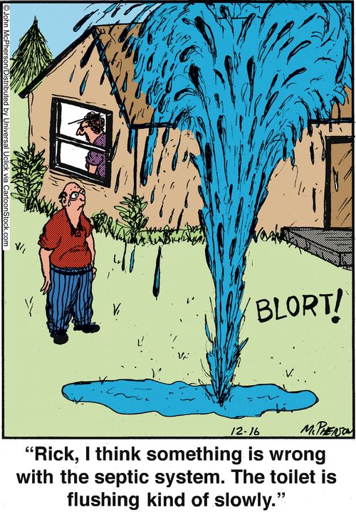 'Rick, I think something is wrong with the septic system. The toilet is flushing kind of slowly.'