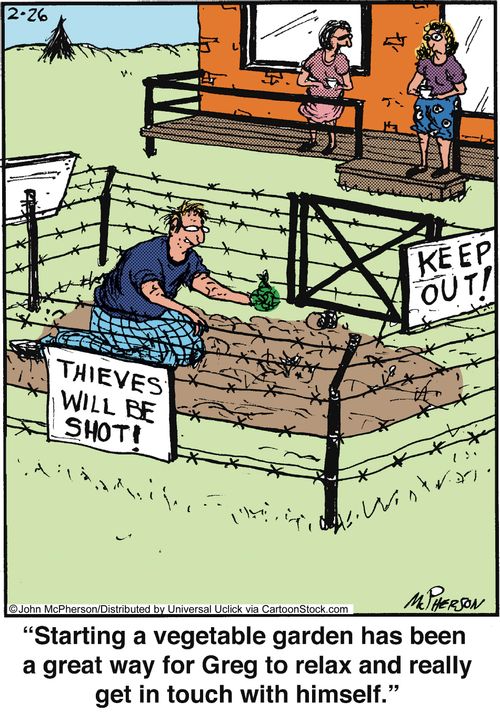 'Starting a vegetable garden has been a great way for Greg to relax and really get in touch with himself.'
