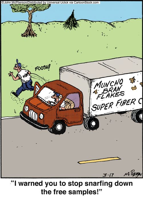 'I warned you to stop snarfing down the free samples!'