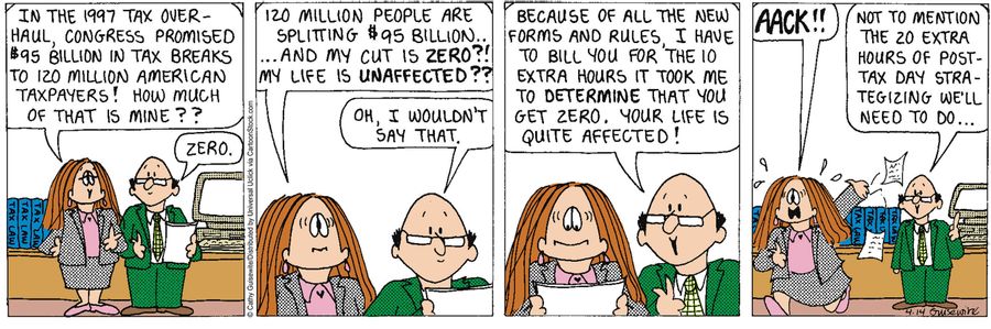 'In the 1997 tax over-haul, Congress promised $95 bullion in tax breaks to 120 million American taxpayers! How much of that is mine?'