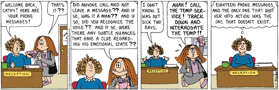 'Welcome back, Cathy! Here are your phone messages!'