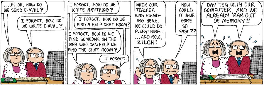 'Day ten with out computer, and we already ran out of memory!!'