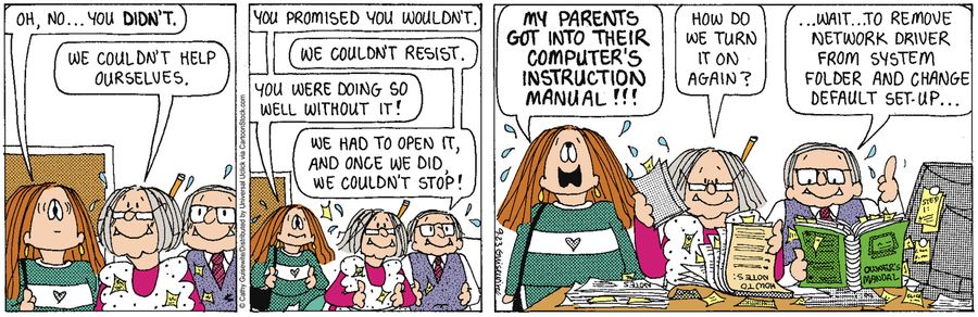 'My parents got into their computer's instruction manual!!'