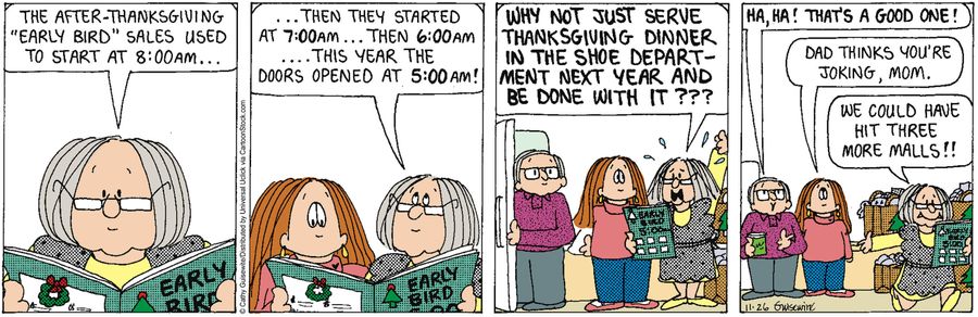 'Why not just serve Thanksgiving dinner in the shoe department next year and be done with it??'
