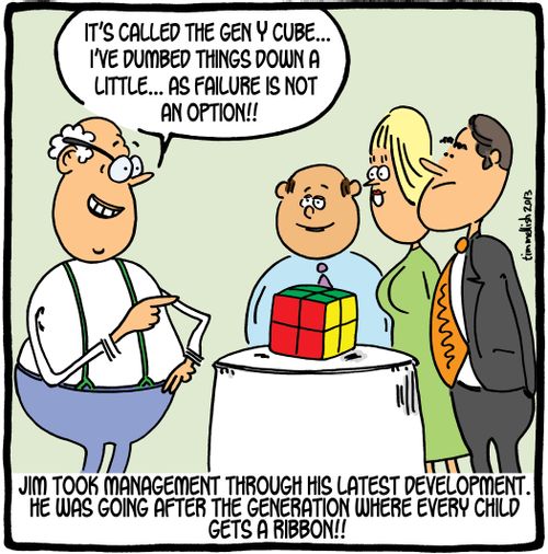 Jim took management through his latest development. He was going after the generation where every child gets a ribbon!!