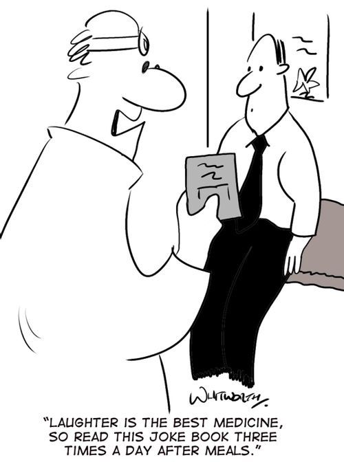 'Laughter is the best medicine, so read this joke book three times a day after meals.'