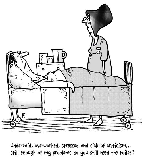 'Underpaid, overworked, stressed and sick of criticism...still enough of my problems do you still need the toilet?'
