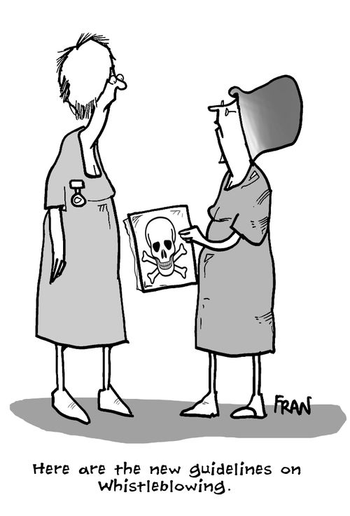 'Here are the new guidelines on whistleblowing.'