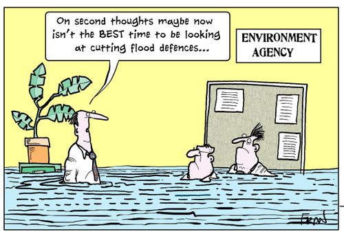 'On second thoughts maybe now isn't the best time to be looking at cutting flood defences...'