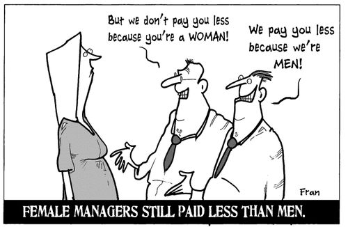 Female managers still paid less than men.
