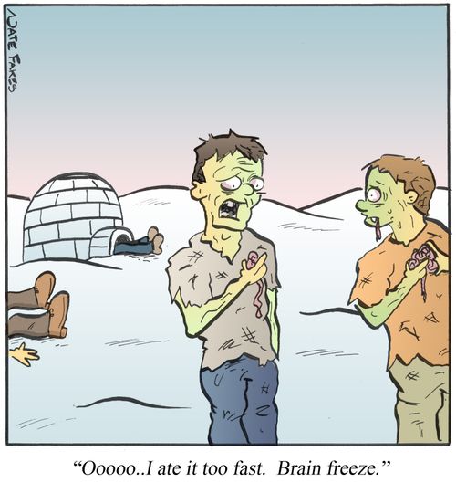'Ooooo...I ate it too fast. Brain freeze.'