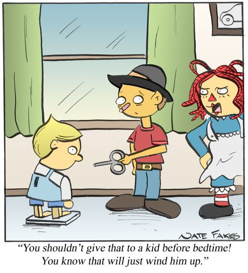 'You shouldn't give that to a kid before bedtime. You know that will just wind him up.'