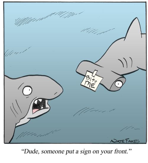 'Dude, someone put a sign on your front.'