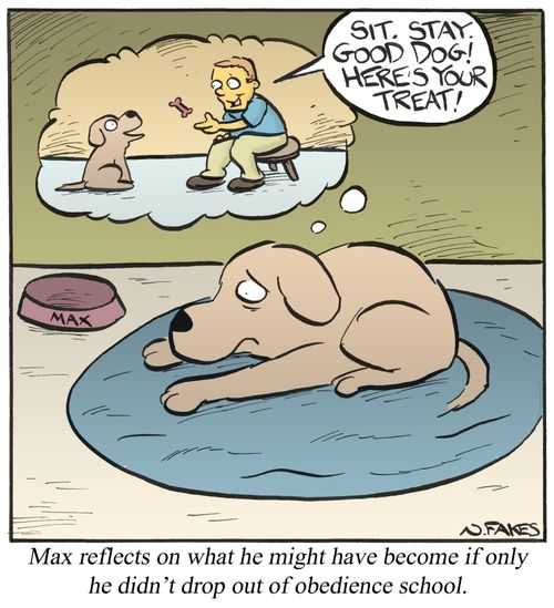 Max reflects on what he might have become if only he didn't drop out of obedience school.