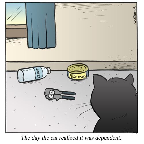 The day the cat realized it was dependent.