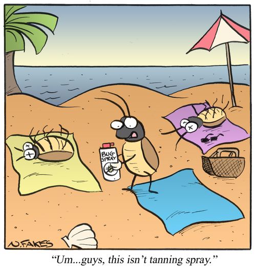 'Umm...guys, this isn't tanning spray.'