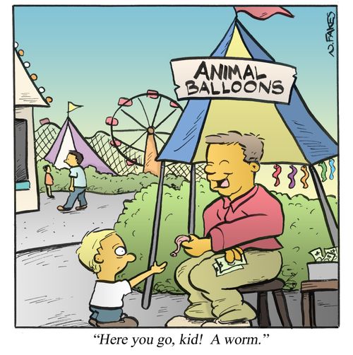 'Here you go, kid! A worm.'