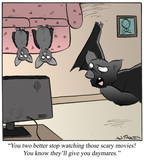 'You two better stop watching those scary movies! You know they'll give you daymares.'