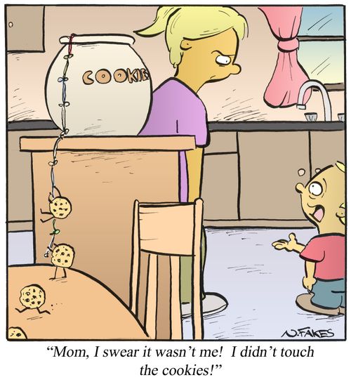 'Mom, I swear it wasn't me! I didn't touch the cookies!'