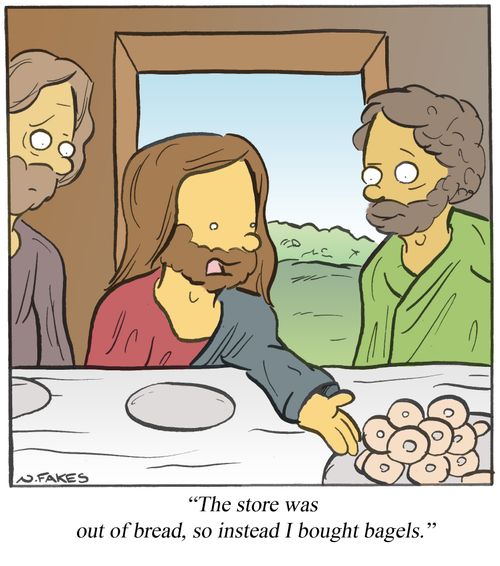 'The store was out of bread, so instead I bought bagels.'