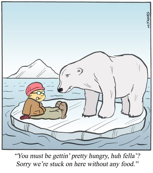 '...Sorry we're stuck on here without any food.'