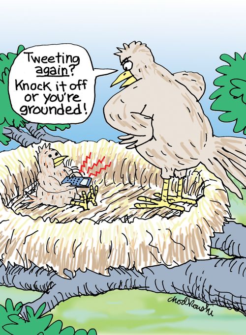"Tweeting again? Knock it off or you're grounded!"