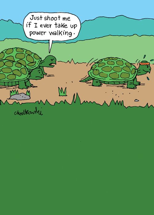 "Just shoot me if I ever take up power walking."