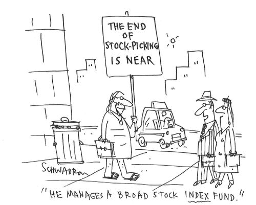 "He manages a broad stock index fund."