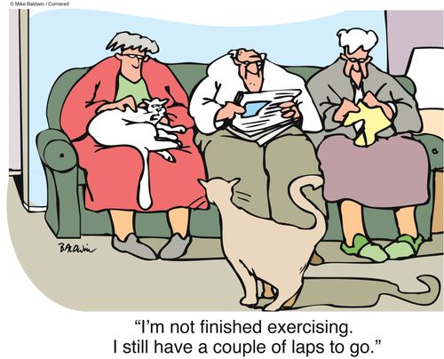 "I'm not finished exercising. I still have a couple of laps to go."