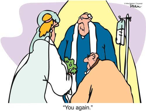 Vicar says: 'You again.'  