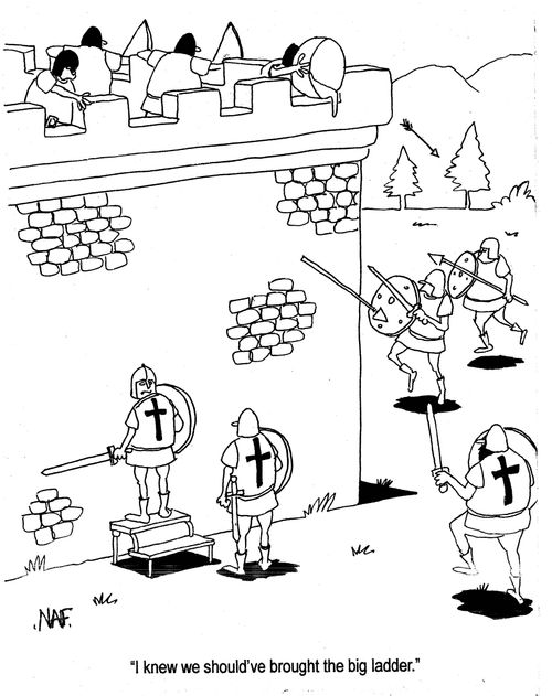 'I knew we should've brought the big ladder.'