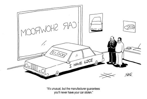 'It's unusual, but the manufacturer guarantees you'll never have your car stolen.'
