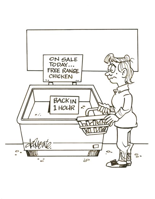 On Sale Today Free Range Chickens...Back In One Hour.
