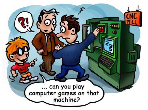 "Can you play computer games on that machine?"