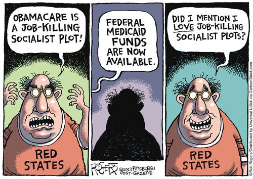 'Obamacare is a job-killing socialist plot. . .Did I mention love job-killing socialist plots?'