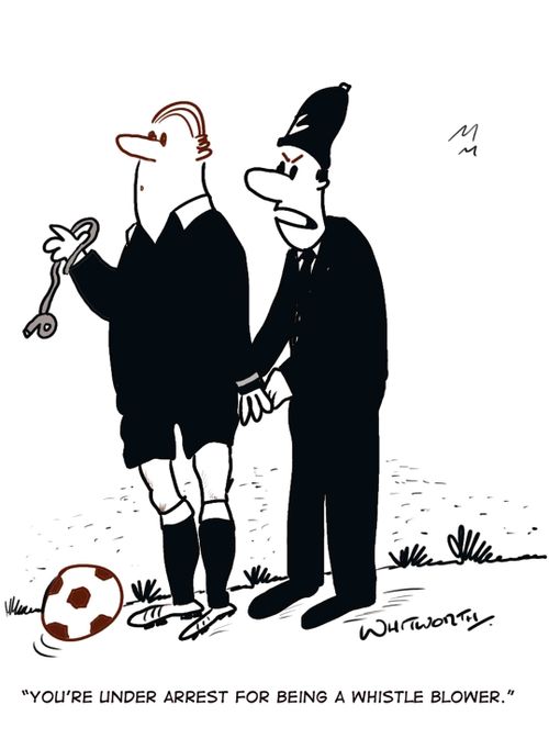 'You're under arrest for being a whistle blower.'