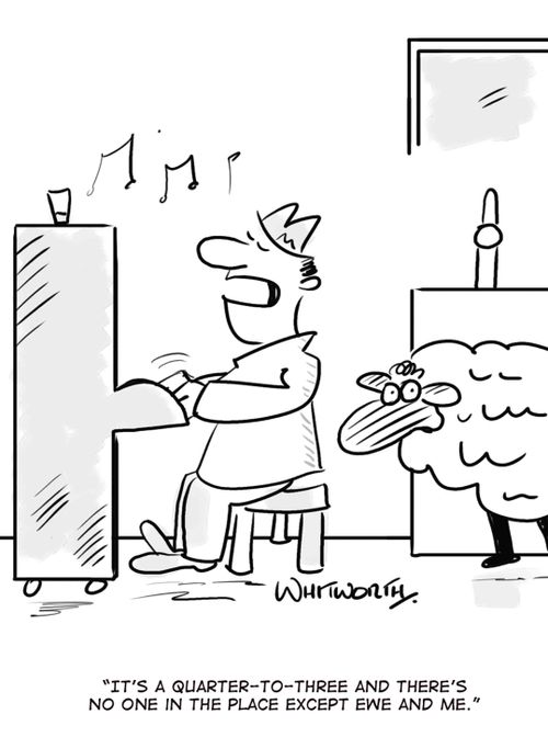 'It's a quarter-to-three and there's no one in the place except ewe and me.'
