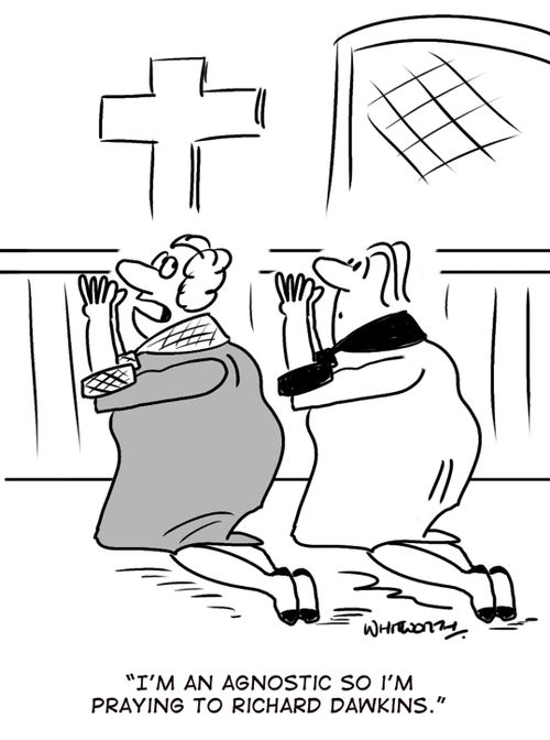 'I'm an agnostic so I'm praying to Richard Dawkins.'