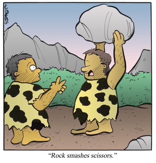 'Rock smashes Scissors.'