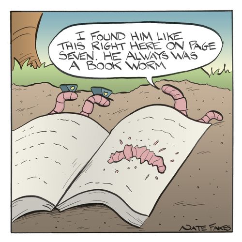 'I found him like this right here on page seven. He always was a book worm.'
