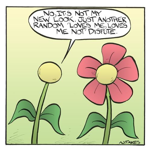 'No, it's not my new look. Just another random 'loves me, loves me not' dispute.'