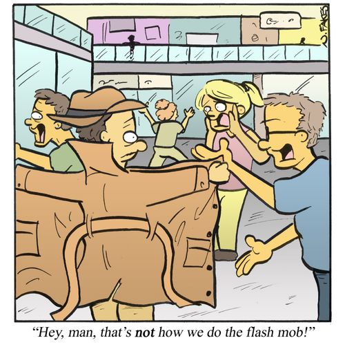'Hey, man, that's not how we do the flash mob!'